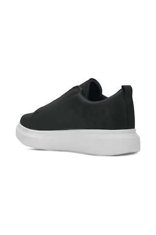 Günlük Erkek Sneaker Casual Kalın Yüksek Queen Taban Oval Burun Bant Detaylı Spor Ayakkabı 109 Siyah Beyaz