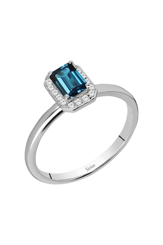 Sirius Pırlanta Ve Emerald Cut London Blue Topaz Yüzük 0831R0034