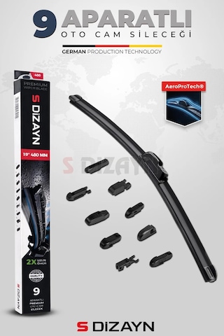 S-dizayn 9 Aparatlı Oto Cam Sileceği 48 Cm 19 İnç Universal A+ Kalite