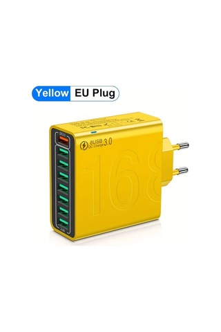 Xuweiwei Kaxoe Cok Portlu Hizli Sarj Usb Duvar Telefon Sarj Adaptoru Qc 3 0 Sari Usb Sarji İphone Uyumlu Samsung İcin Sarı