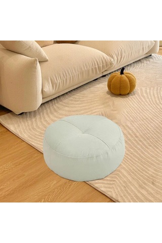 Homyl Yuvarlak Yer Minderi Dekoratif Meditasyon Oturma Beyaz