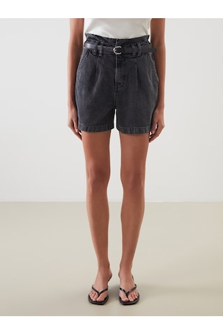 Lcw Jeans Gri Beli Kemerli Kadın Jean Şort