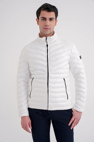 Slim Fit Hakim Yaka Yan Cepli Kaz Tüyü Beyaz Şişme Mont Mt 176 Beyaz