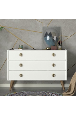 Dekorister Exclusive Nadya Şifonyer Beyaz-Ceviz