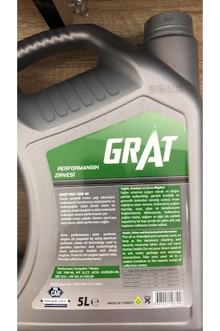 Grat Pro 10W-40 Yarı Sentetik Motor Yağı 5 L