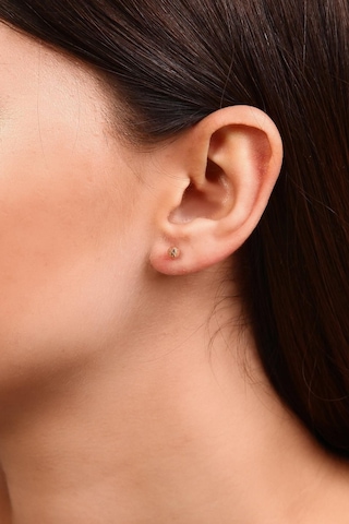 14 Ayar Altın Kalemli Top Küpe - Sarı 4 Mm