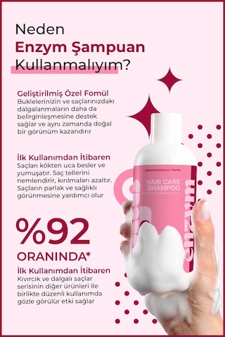 Enzym Cosmetics Kıvırcık Ve Dalgalı Saçlar İçin Saç Bakım Şampuanı 400 ML