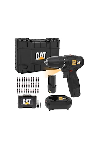 Cat Dx1160 12volt/2.0ah Li-ion Çift Akülü Kömürsüz Profesyonel Şarjlı Darbeli Matkap + Da01901 32 Pa