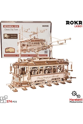 Rokr Lk801 Klasik Tramvay Classic City Tramcar Dıy Minyatür Maket Modelseti Ahşap 3d Wooden Puzzle 3d Model Kit Detaylı Dekoratif Hobi Seti Ahşap Maket