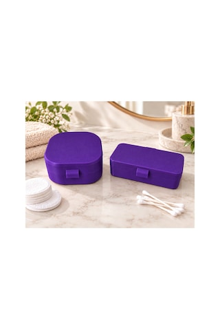 Kulak Çubuğu Ve Pamuk Seyahat Kabı 3d Baskı Taşınabilir Hijyenik Organizer Mor