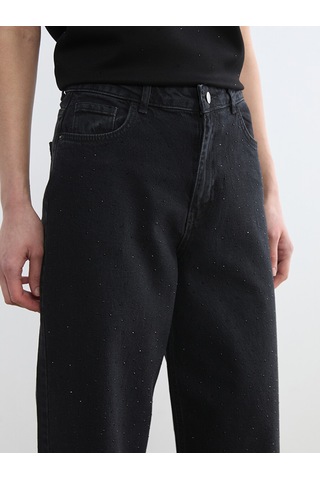 Lcw Modest Gri Taşlı Wideleg Kadın Jean Pantolon