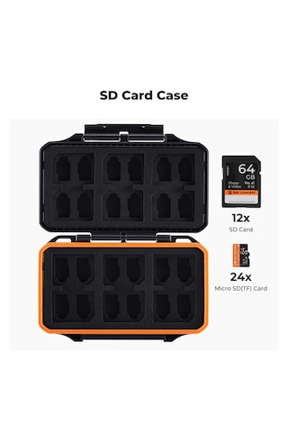 K&f Concept 36 Yuvalı Sd Micro Sd Hafıza Kartı Kılıfı, Suya Ve Darbeye Dayanıklı Siyah