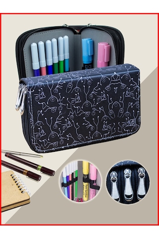 Kalem Kutusu Cin Ali Orginazer Üç Bölmeli Vegan Deri Kalemlik Onesize