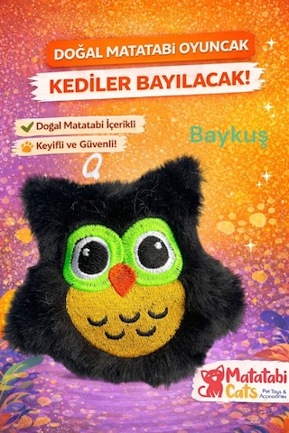 Owl Peluş Kedi Oyuncağı Matatabi İçerikli, Dayanıklı, Kediler İçin Eğlenceli Oyuncak