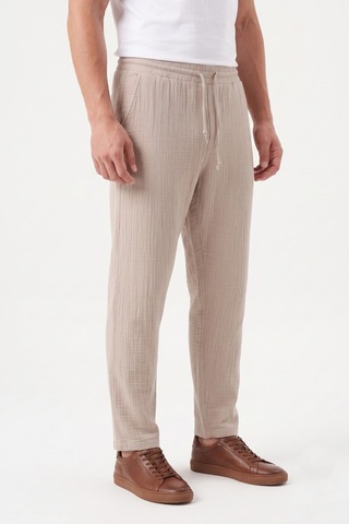 Mösyö Erkek Baggy Kalıp Müslin Kumaş Pantolon Bgl-st05592 Bej