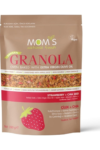 Mom's Natural Foods Çilek+chia Granola 280 G E