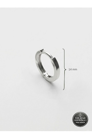 925 Ayar Gümüş Rodyum Kaplama Yuvarlak Erkek Halka Küpe - Tek 2x14mm