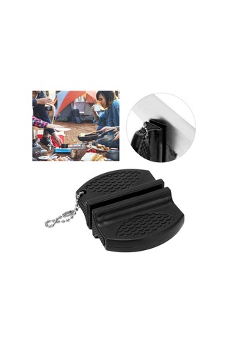 Springsun Siyah Taşınabilir Mini Bıçak Kesici - Anti Kayma Kollü, Çift Taraflı Carbide Ve Seramik Uçlar, Dış Mekan Ve Mutfak İçin Uygun