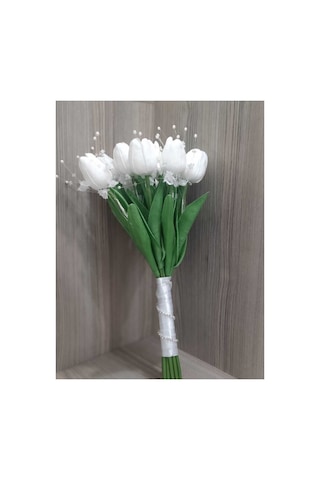 İncili Lale Gelin Çiçeği 13+1 Adet Damat Çiçeği Dahil Beyaz