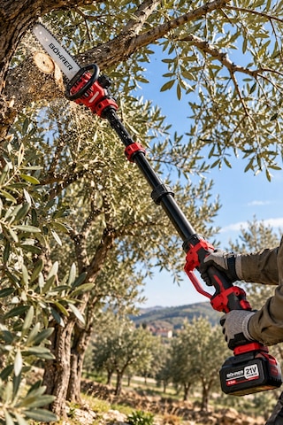 Böhrer Ba011518 12 İnç 30 Cm Akülü Budama Testeresi 21v Çift Akülü Otomatik Yağlamalı Uzayabilir Dal Budama T