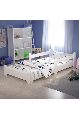 Tulipkids Montessori Karyola Beyaz 90x190 Yatak Uyumlu Oval Kesim Çocuk Yatağı Kids-115