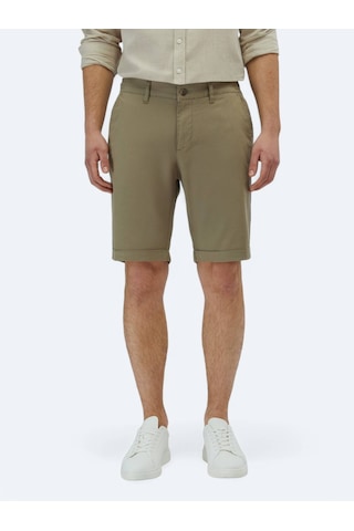 Vizon Düz Dokuma Slim Fit Casual Pamuk Karışımlı Bermuda Vizon