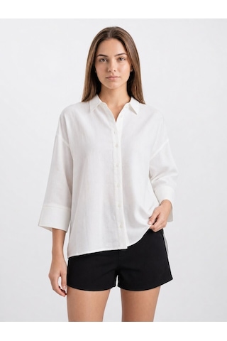 LOFT Loose Fit Kadın Gömlek U.kol Lf2043608 Q1.v1 Beyaz