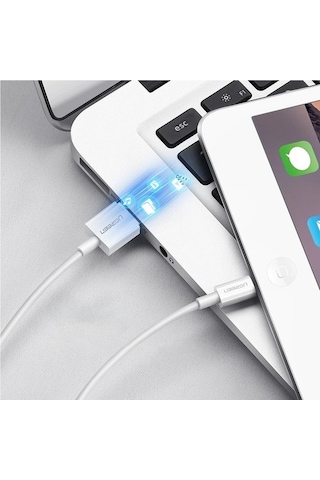Ugreen iPhone Apple Uyumlu iOS Şarj Ve Data Kablosu Mfi Sertifikalı Beyaz 2 Me
