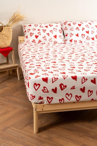 Soley Mix & Match Lover %100 Pamuk Çift Kişilik Çarşaf Seti Kırmızı