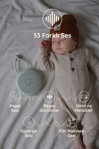Beyaz Gürültü Cihazı | 33 Sesli, Pışpışlı ve Ninnili | Radyasyon İçermeyen Bebek Uyku Arkadaşı