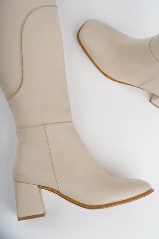 Muggo Ventarus Garantili Küt Burun Taş Detaylı Topuklu Kadın Çizme 001