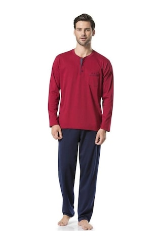 Pierre Cardin 5560 Bordo Damatlık Ropteşambr 5'li Pijama Set 001