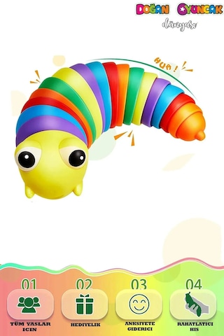 Renkli Tırtıl Oyuncak - Söktak Tırtıl - Eğlenceli Tırtıl - Renkli