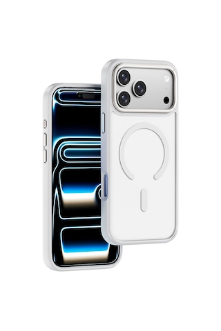 Apple iPhone Uyumlu 18 Pro Kılıf Wiwu Fgg-012 Armorpro Serisi M-safe Özellikli Parmak İzi Bırakmayan Kılıf Beyaz