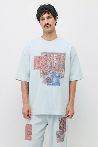 Oversize Baskılı Eşofman Takım Bebe Mavi