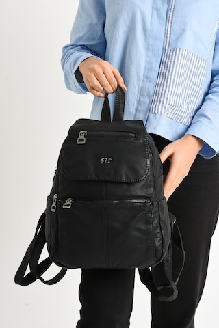 571 Collections Yıkanmış Deri Sırt Çantası Siyah Model: 571-9-11a - Siyah