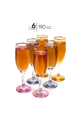 Mest 535 Model 3 Renk 6 Adet Kahve Yanı Su Bardağı Seti 190 Cc Bal, Pembe, Mavi 3 Renk