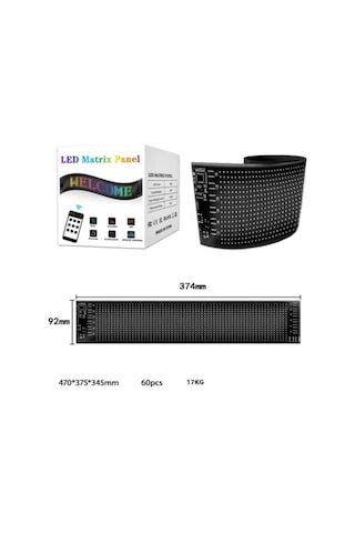 Led Matrix Panel Rg-b Ekran Kumandalı App Kontrollü İş Yeri Otomobil Tır Kamyon Cam Veya Duvar Uyuml Çok Renkli