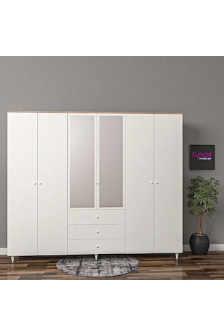 Trade 6 Kapılı Gardrop Mdf Sis Gri