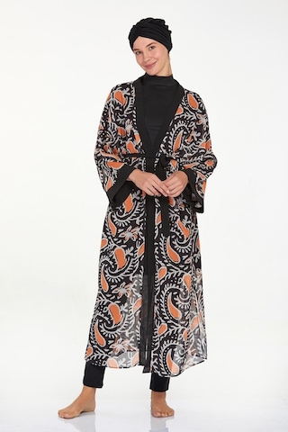 Adasea Mayo Üzerine Tek Pareo Kaftan Roxana 6108 Siyah Siyah