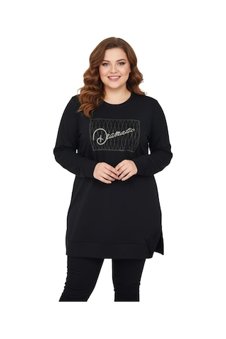 Caftan Kadın Siyah Sıfıryaka Taşlı Tunik Bgl-st05086 Siyah