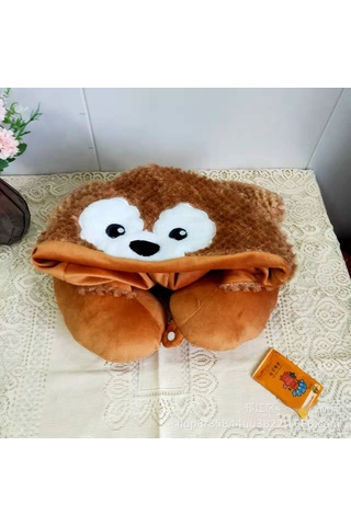 Sevimli Peluş Kapüşonlu U Şeklinde Yastık-feifei