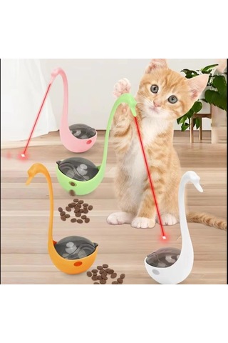 17.5 Cm Yeşil 1 Adet Kullanıma Uygun Kuğu Şeklinde Lazerli Kedi Oyuncağı