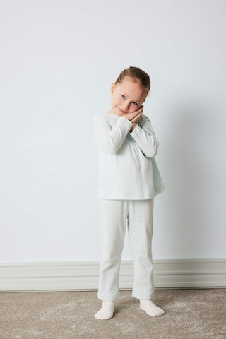 DeFacto Kız Bebek Pijama Takımı Ribana Uzun Kollu Üst Beli Lastikli Uzun Alt E0766A525SPBE61 Mavi