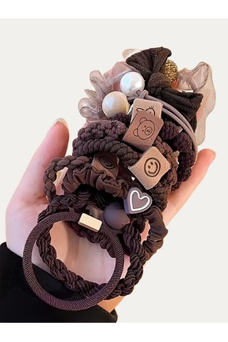 Mını Shop Msk Saç Lastiği, 10'lu Set 258308156 Kahverengi