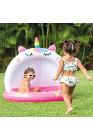 Intex 58438 Unicorn Gölgelikli Şişme Havuz 102 Cm Çok Renkli