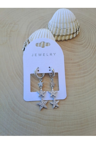 Dali Shop Sallantılı Yıldız Küpe Gümüş Renk Gümüş