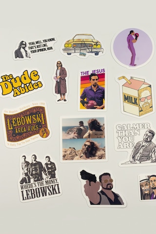 Big Lebowski Sticker Paketi 16 Parça Kaliteli Su Geçirmez Etiket Seti Çok Renkli