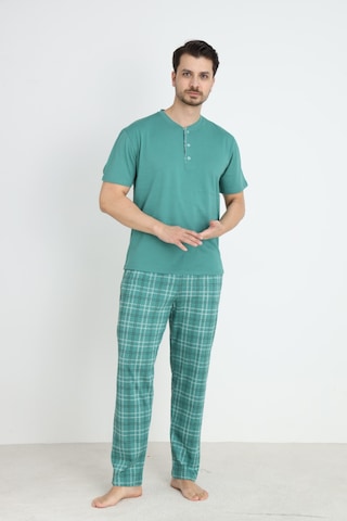 Arcan Arc Erkek Pijama Takımı Kısa Kol Düğmeli Yeşil
