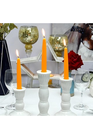 6 Lı Kısa Turuncu Konik Şamdan Mum Yükseklik 18 Cm Turuncu